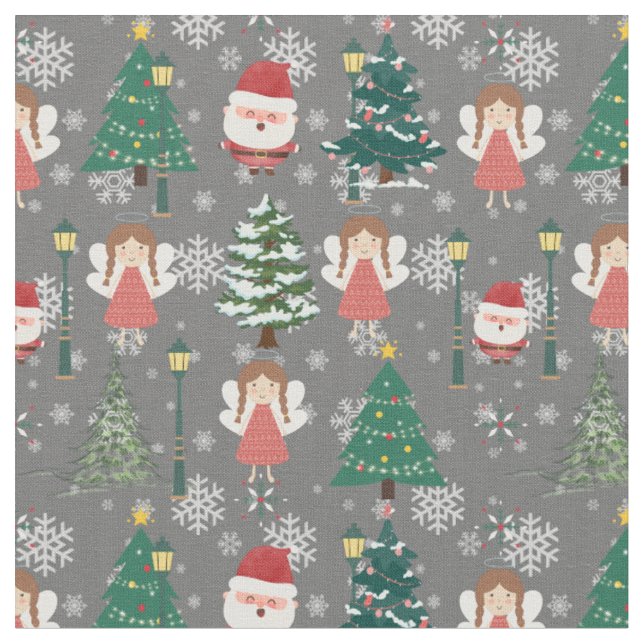 God jul mönster för hennes giriga grönt röd tyg (Närbild)