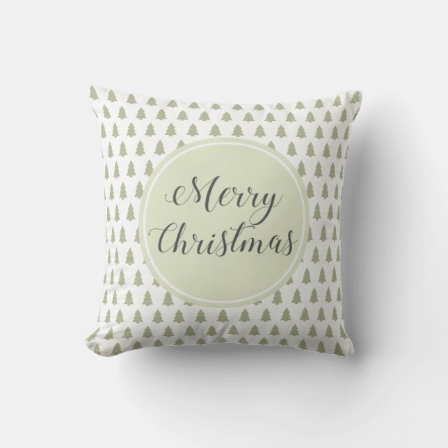 God jul Mönster Grönt White Kudde (Framsida)