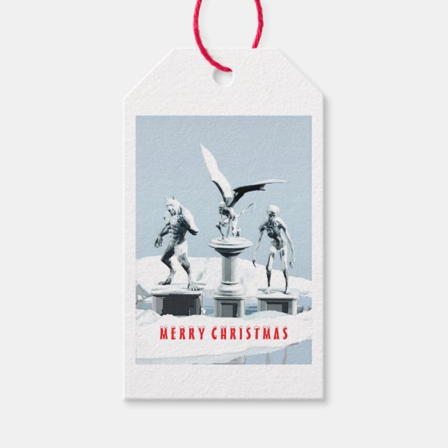 God jul. Monster isskulpturer Presentetikett (Framsidan)