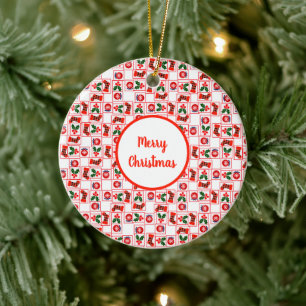 God jul mönster julgransprydnad keramik
