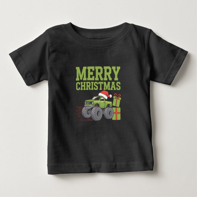God jul Monster Lastbil Småbarn Boys Julafton T Shirt (Framsida)