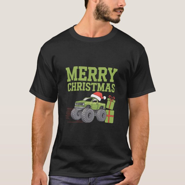 God jul Monster Lastbil Småbarn Boys Julafton T Shirt (Framsida)