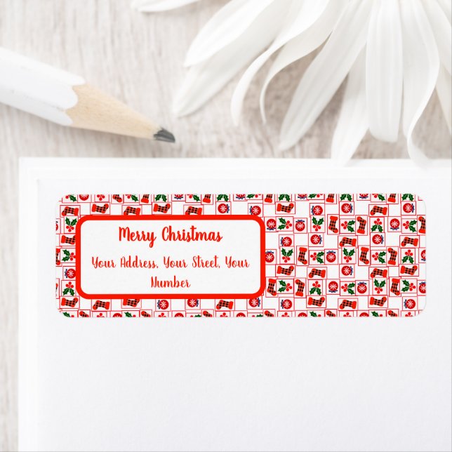 God jul mönster returadress etikett (Insitu)