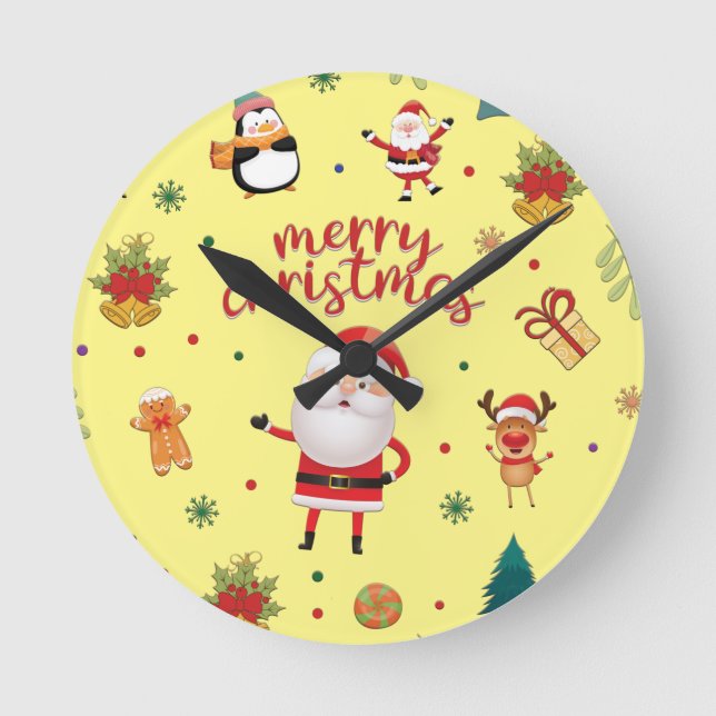 god jul Mönster Rund Klocka (Framsida)