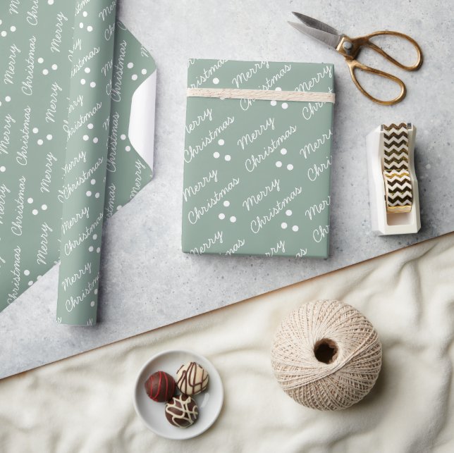 God Jul Mönster Sagegrön Presentpapper (Hantverk)
