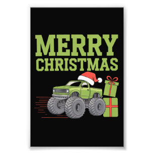 God Jul Monster Truck Småpojkar Xmas Fototryck