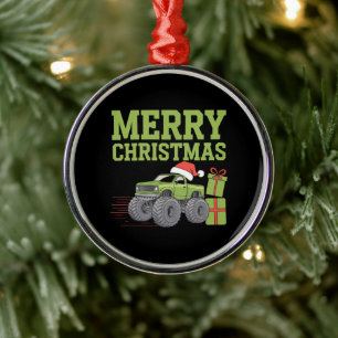 God Jul Monster Truck Småpojkar Xmas Julgransprydnad Metall