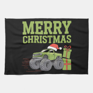 God Jul Monster Truck Småpojkar Xmas Kökshandduk