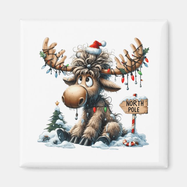 God jul Moose Merry Christmoose Manar Wom Magnet (Framsidan)