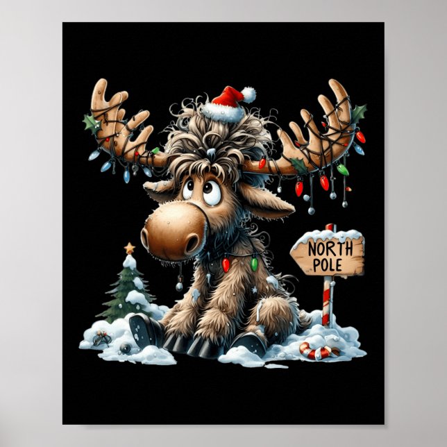 God jul Moose Merry Christmoose Manar Wom Poster (Framsidan)