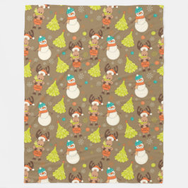 God jul Moose och Snögubbe Fleecefilt