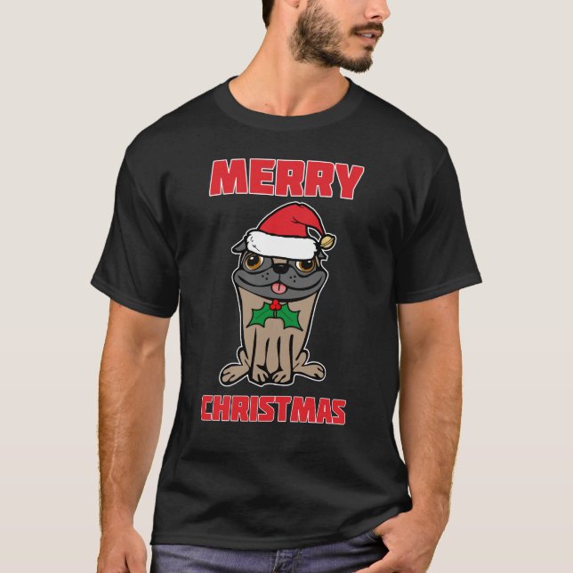 God Jul Mops T Shirt (Framsida)
