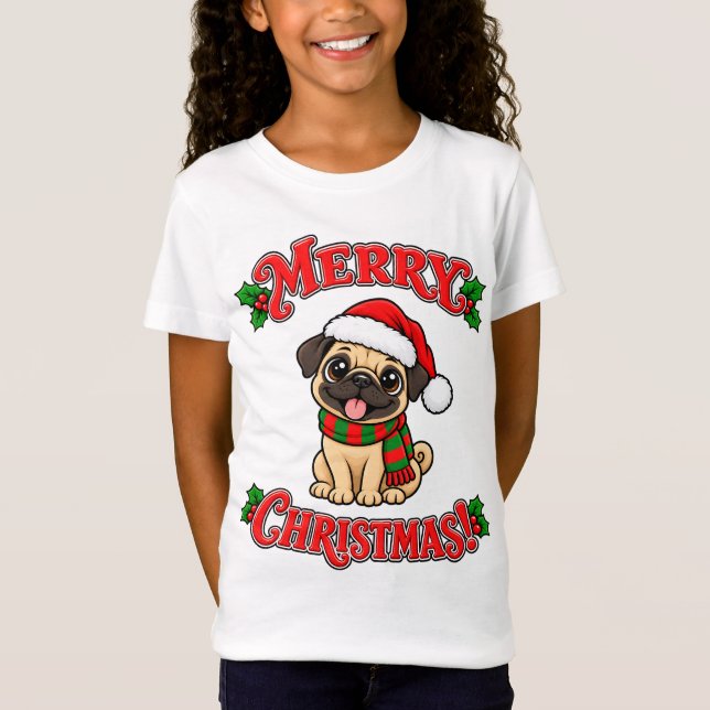 God Jul Mops T Shirt (Framsida)