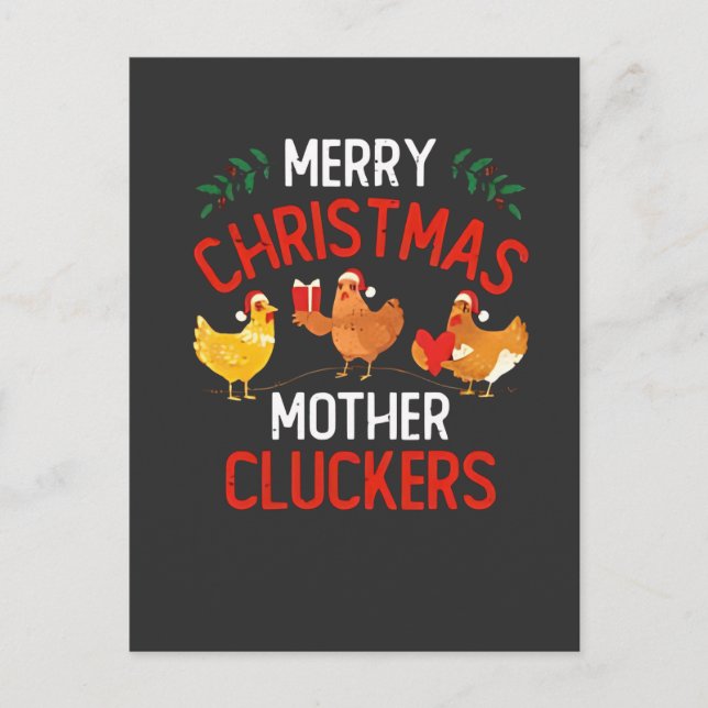 God jul Mor Cluckers Rooaster Xmas  Inbjudan Vykort (Framsida)