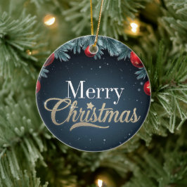 God jul Mörk blått och rödorange Julgransprydnad Keramik