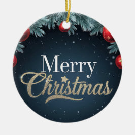 God jul Mörk blått och rödorange Julgransprydnad Keramik