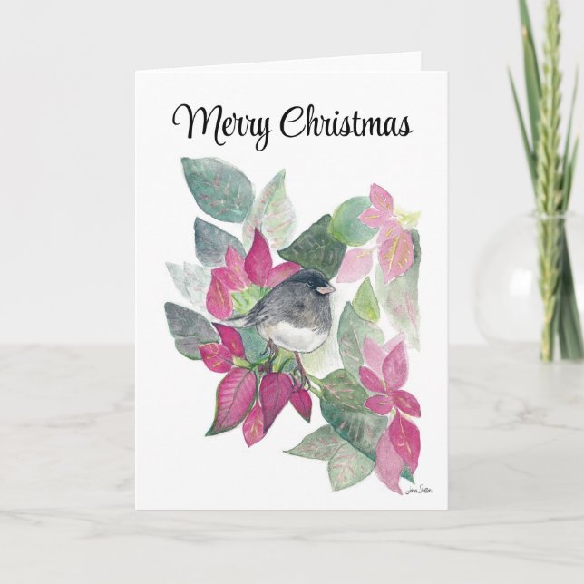 God jul Mörk Eyed Junco Bird Helgdag Card Kort (Framsida)