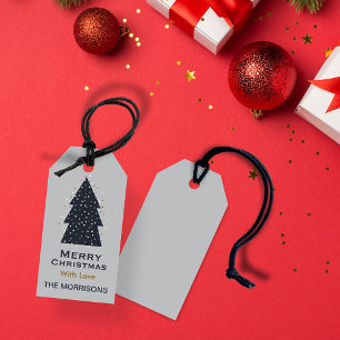 God jul mörk grått personlig Gift-Märkre Presentetikett