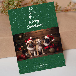 God jul Mörk grönt Hund Pet Photo Julkort