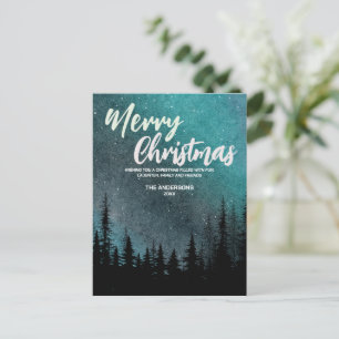 God Jul Mörk Natt himmel skog Högtid Helg Vykort