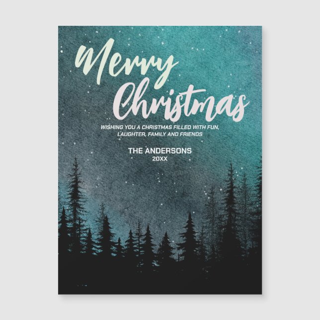 God Jul Mörk Natt himmel tallskog Högtid (Framsida)