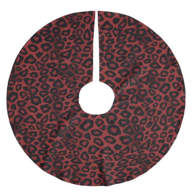 God jul Mörk Red Jaguar Animal Print Julgransmatta Borstad Polyester (Framsidan)