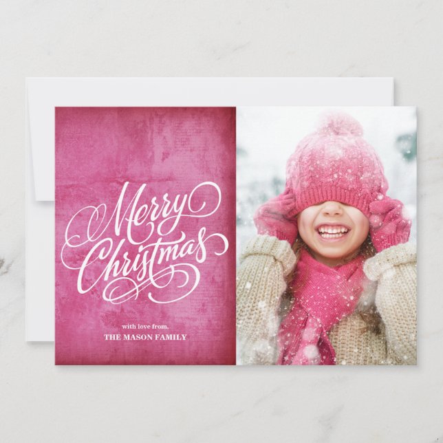 god jul Mörk Rosa Grunge Julkort (Framsida)