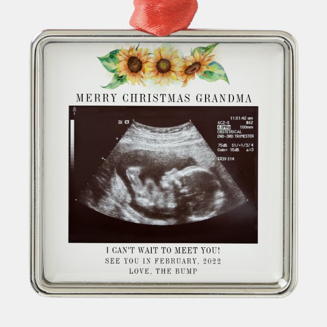 God jul Morma Baby Photo Solros Julgransprydnad Metall (Framsidan)