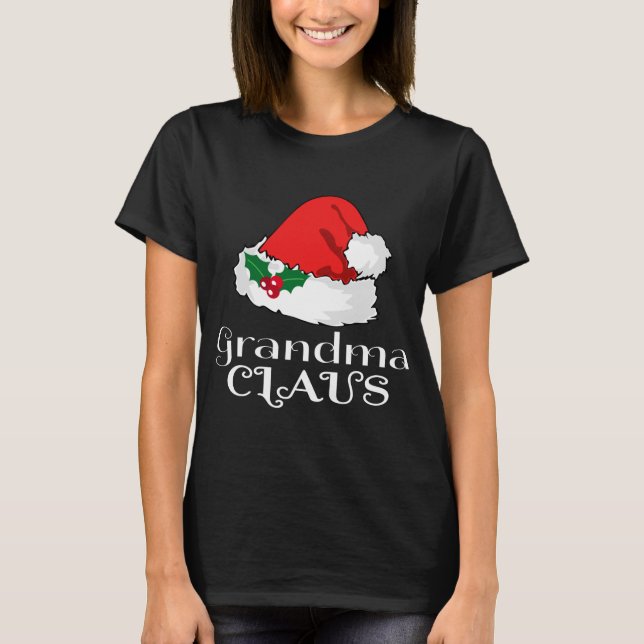 God jul Morma Claus Matching Pajama Santa Hat T Shirt (Framsida)