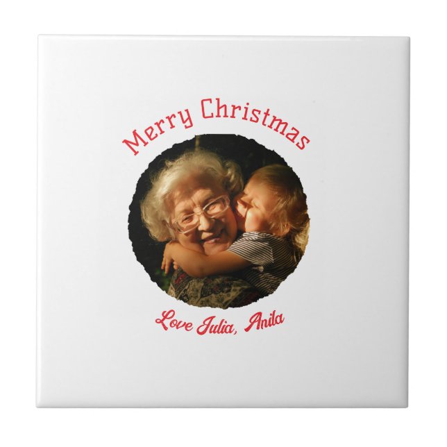 God jul mormor dotter foto cirkel kakelplatta (Framsidan)