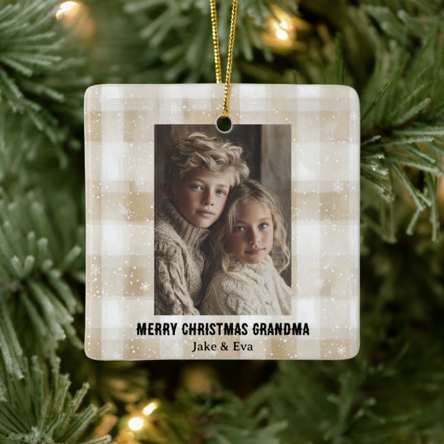God Jul Mormor | Familjefoto Ornament (Träd)