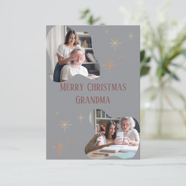 God Jul Mormor – Kort med Dina Bilder (Stående Fram)