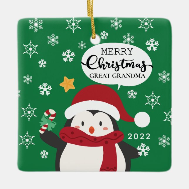 God Jul Mormor Penguins Julgransprydnad Keramik (Framsida)