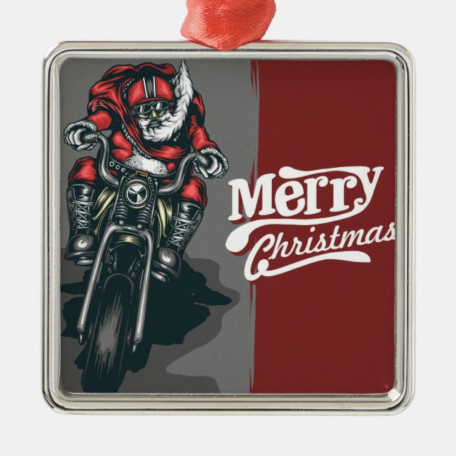 God jul motorcykel Santa Ornament (Framsidan)