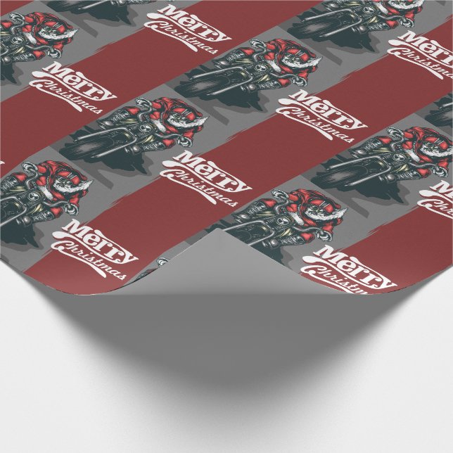 God jul Motorcykel Santa Wrapping Papper Presentpapper (Hörn)