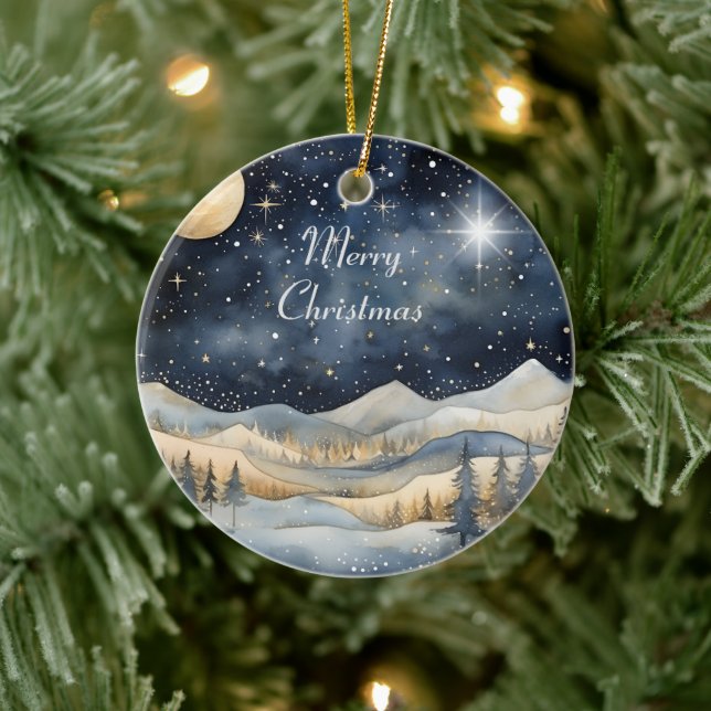 God jul Mountain Himmel Star Family Namn Julgransprydnad Keramik (Träd)