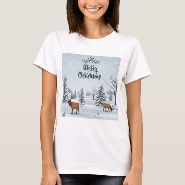 God jul Mountain Hjort T Shirt (Framsida)