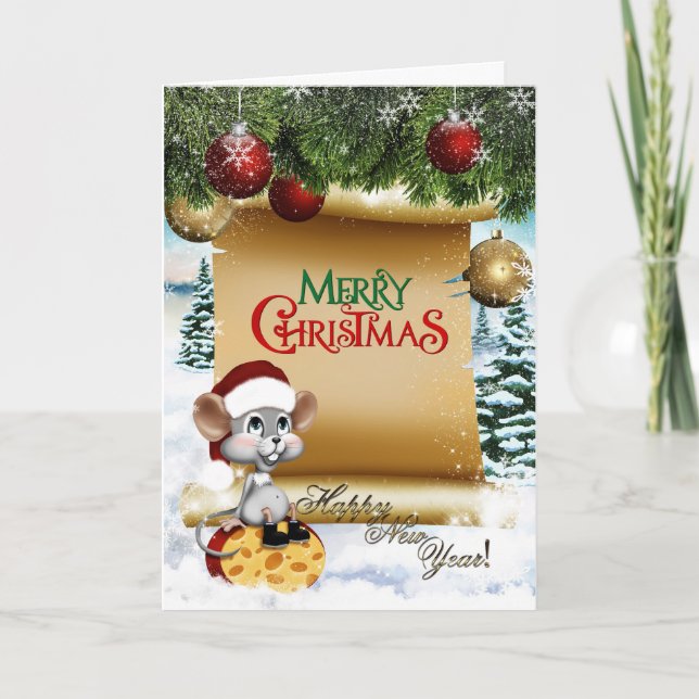 God jul Mouse Helgkort (Framsida)