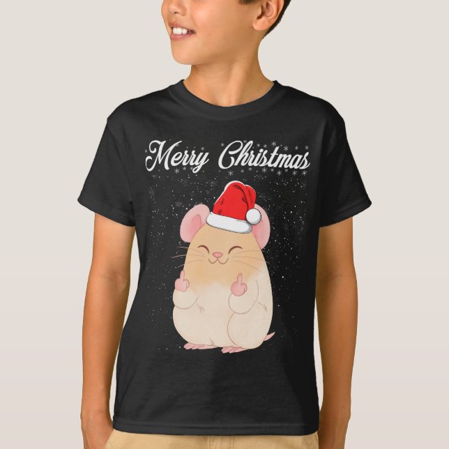 god jul Mouse Mitten Finger Rude Julafton Ugly T Shirt (Framsida)