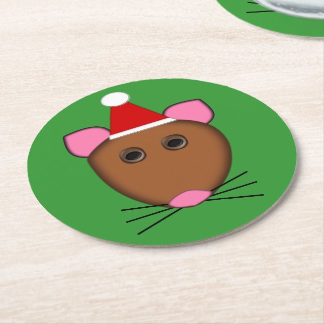 God jul Mouse Papper Underlägg Rund (Vinklad)
