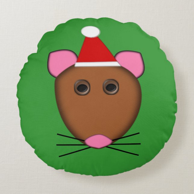 God jul Mouse Pillow Rund Kudde (Framsidan)