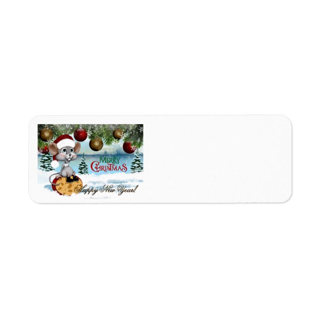 God jul Mouse Returadress Etikett (Framsidan)
