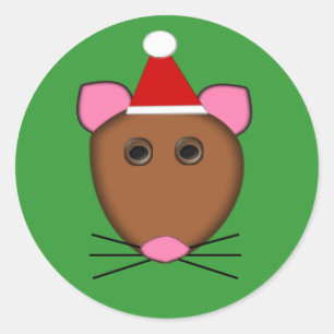 God jul Mouse Stickers Runt Klistermärke