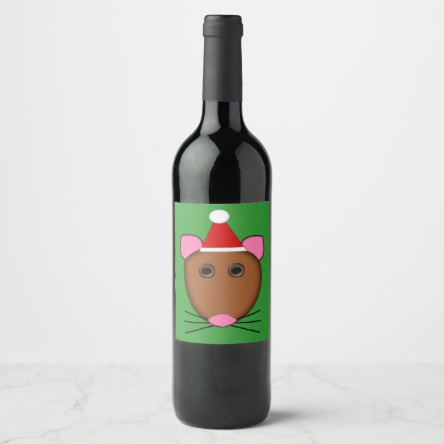 God jul Mouse Vin Flaska Vinflaska Etikett (Framsida)