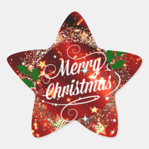 God jul, mousserande helgdag stjärnformat klistermärke