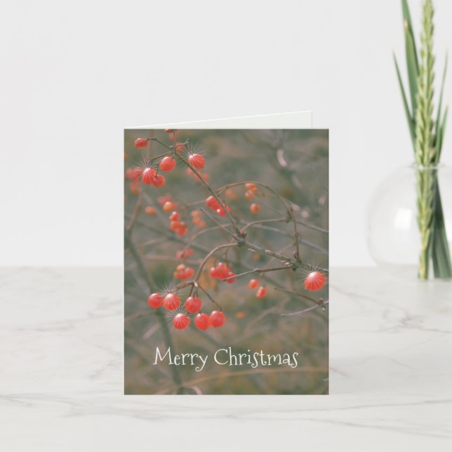 God jul mousserande Red Berries Nature Photo Helgkort (Framsida)