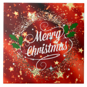 god jul, Mousserande Red och Guld Design Kakelplatta