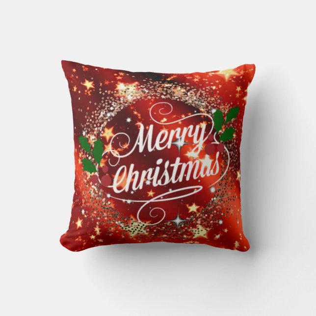 God jul, Mousserande Red och Guld Design Kudde (Framsida)