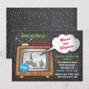 God Jul Movie Night Retro TV Party Inbjudningar