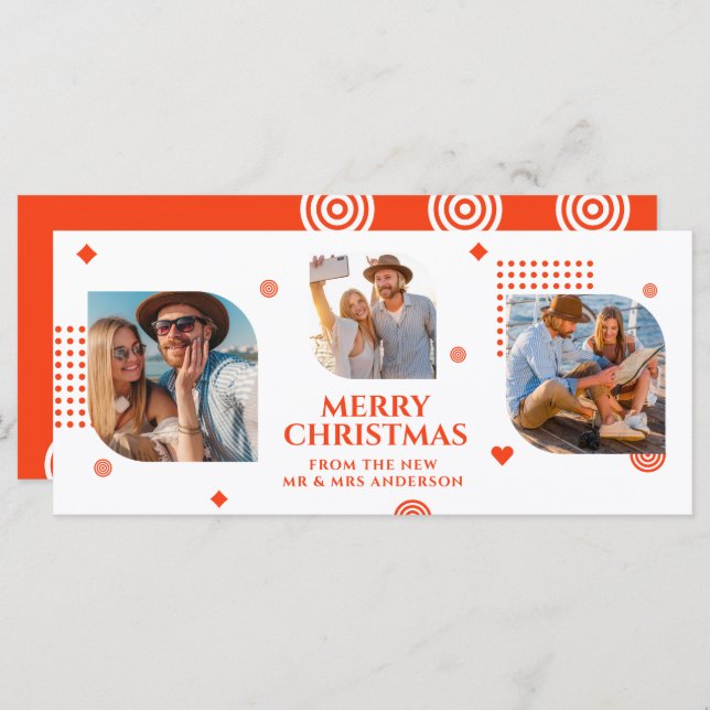 God jul, Mr & Mrs. 3 Photo Collage Modern (Fram/baksida)